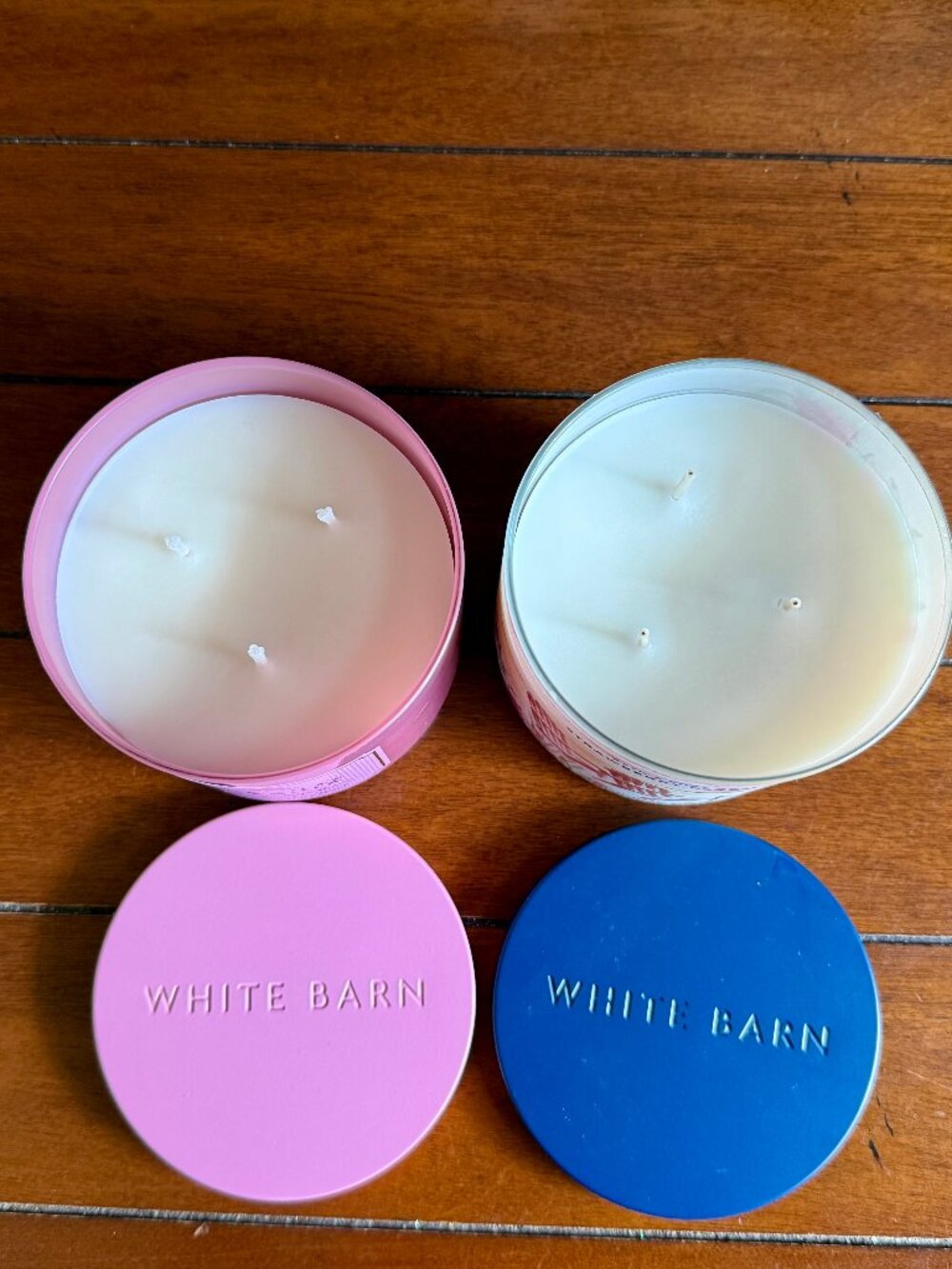 NEW 2-Pc 3-Wick Candle PINK LILAC & VANILLA & STRAWBERRY PEACH SUNSET BBW - Picture 2 of 3